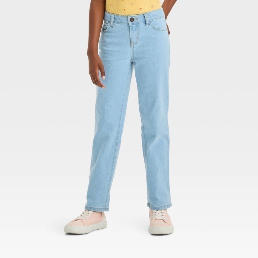 Girls Mid-Rise Denim Straight Jeans - Cat & Jack 10 plus